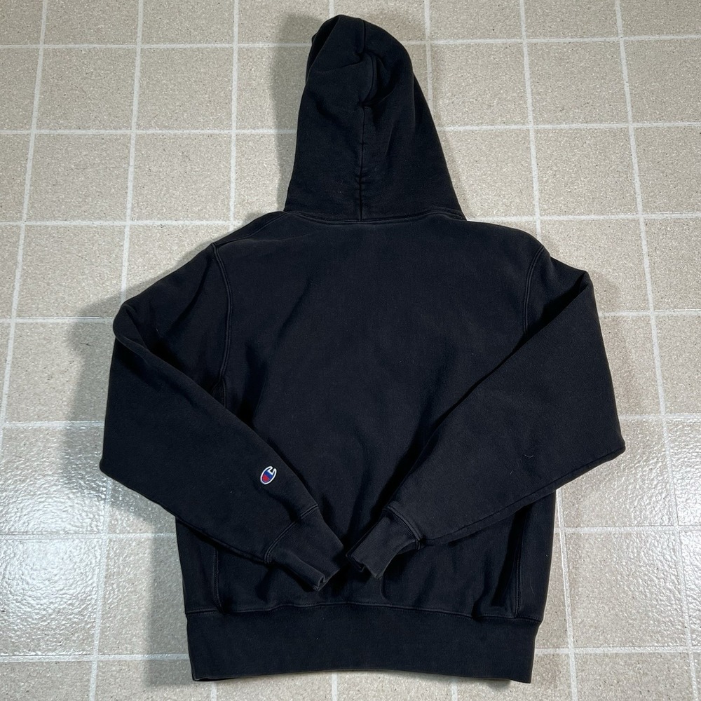 Vintage 90s Champion Reverse‎ Weave Hoodie Sweatshirt Mens Medium Black Pullover - Picture 3 of 4